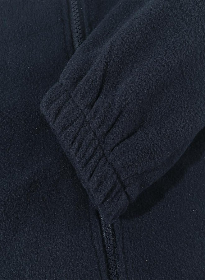 Spring&Gege Kids Lightweight Polar Fleece Jackets Boys Girls Soft Full-Zip Outwear, Navy Blue, Size 9-10 Years - Image 5